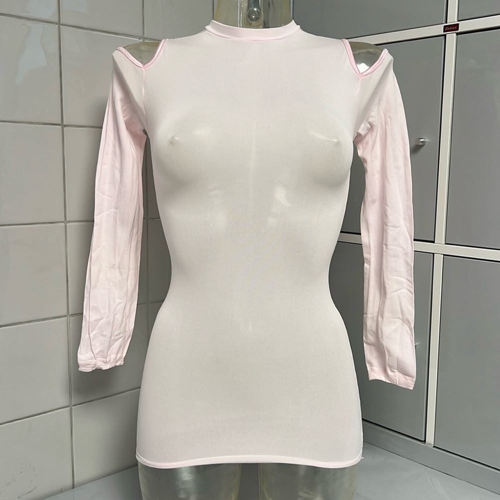 AMB Designs Cold Shoulder L/S Second Skin Pink NWOT